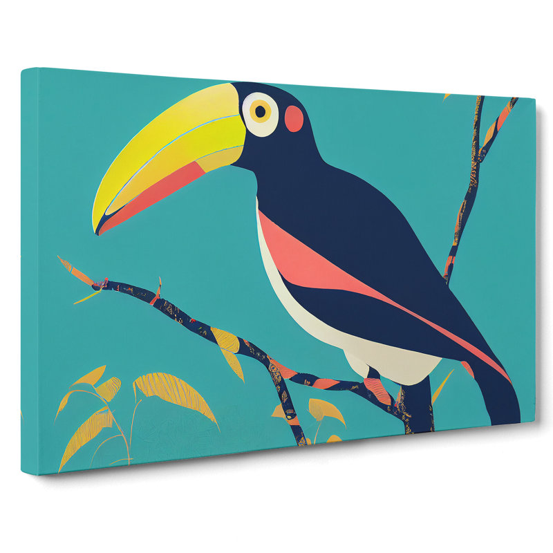 Quirky Toucan Bird Abstract - Wrapped Canvas, 50cm H x 76cm W x 3cm D