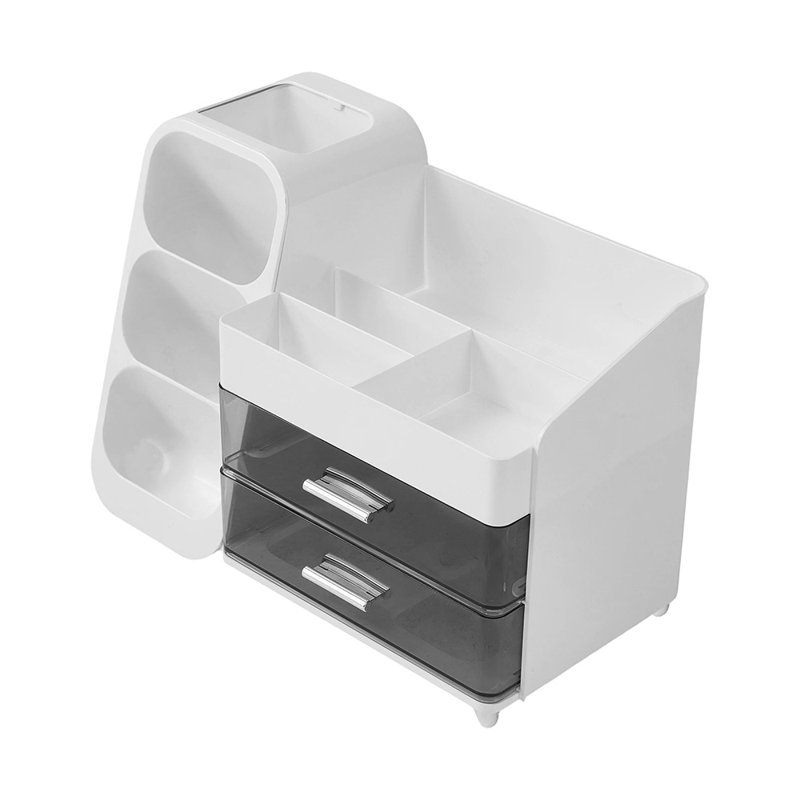 Plastic Makeup Organiser, White/Black
