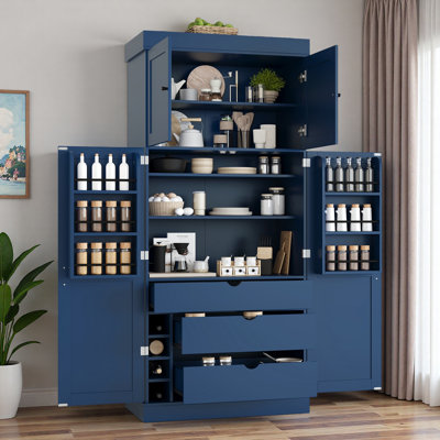 Cedarvale 77-Inch Tall Shaker Style Pantry Cabinet With Adjustable Shelves And Wine Racks