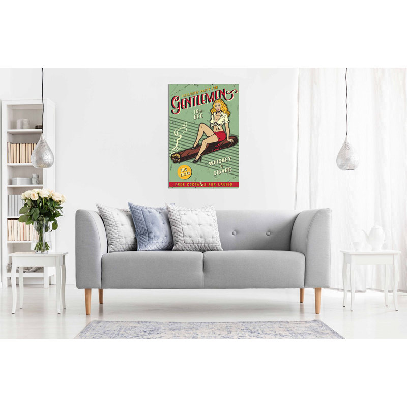 Gentlemen Club Whiskey And Cigars 2 - Wrapped Canvas Print, 91cm H x 61cm W