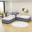 Lampart Twin Size L-Shaped Upholstered Platform Bed with Trundle and Two Drawers