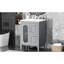Meuble-lavabo moderne de 24 po en bois massif gris avec lavabo à deux tiroirs, tablette de rangement réglable et base 24 po
