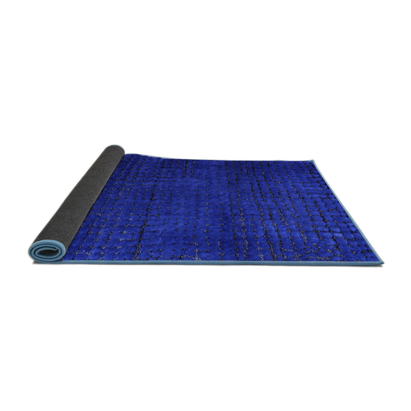 Tapis rond en laine / polyester bleu tissé à la machine 8 pi