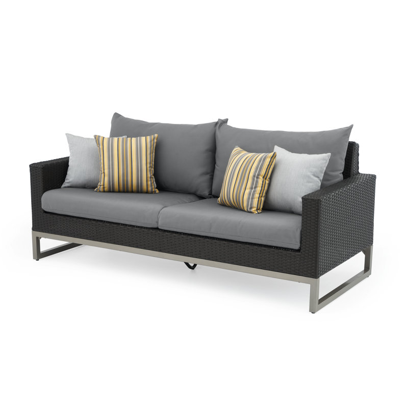 Sameko Sunbrella Outdoor 78In. Sofa, Brown, Charcoal Gray