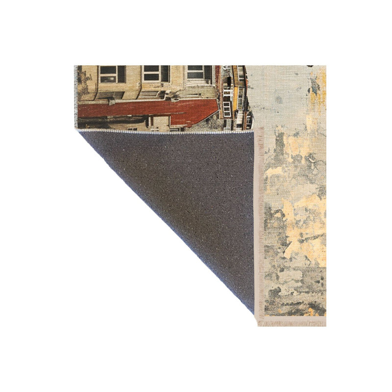 Tapis multicolore à motif de tour lavable à motif de tour Waso, Sous-tapis rectangulaire de 3 pi 3 po x 4 pi 11 po