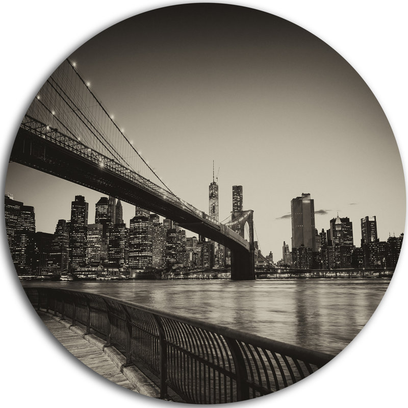 « célèbre landmark of brooklyn bridge », reproduction de photo sur métal, H 23 po x l 23 po x P 1 po
