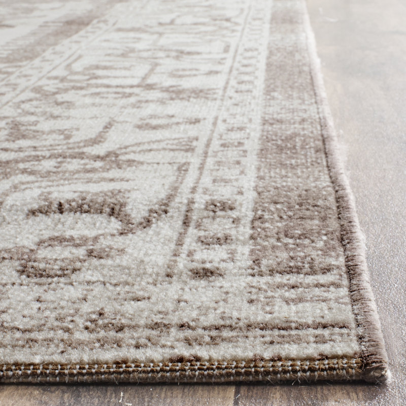 Artisan Beige and Brown Rectangular Synthetic Rug