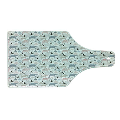 Ambesonne Nature Tempered Glass Cutting Board Pastel Polar Bear Pattern Multicolor -  wcut_110972