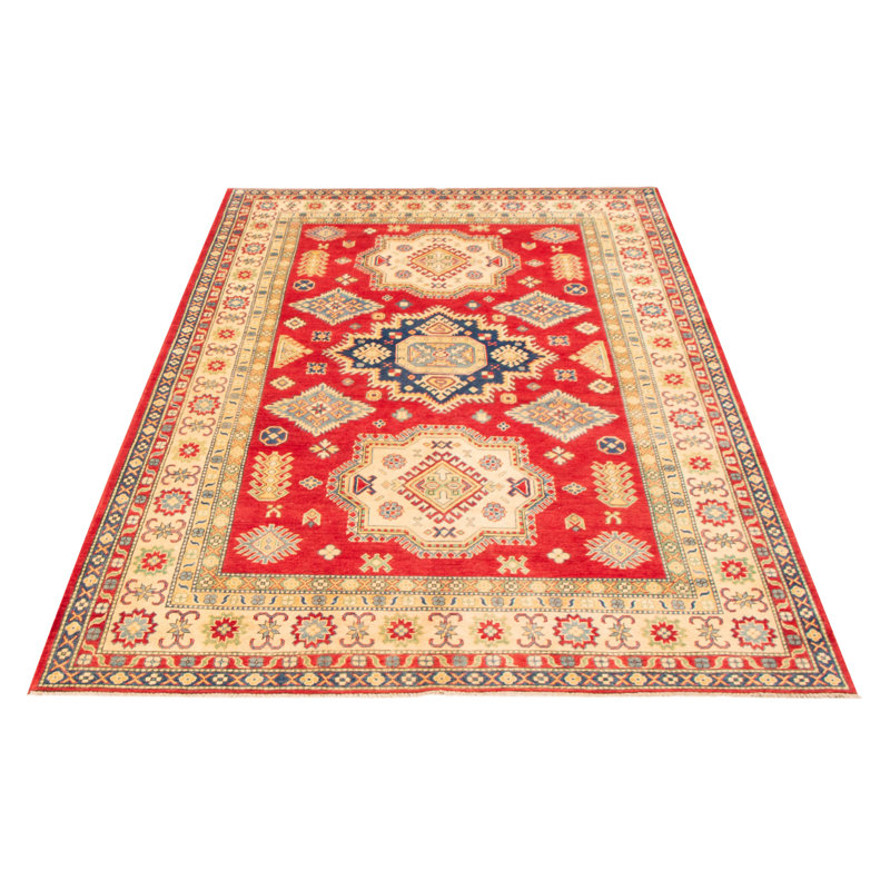 Tapis de couloir rouge en laine noué à la main de conception unique 2 pi 4 po x 6 pi New Age Bryonhall