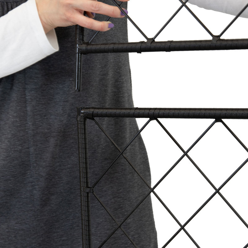 3-Section Wicker Planter Box with Trellis - Black