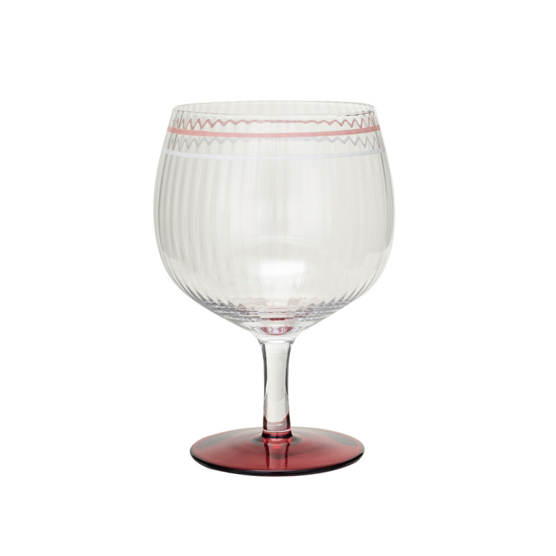 20 Oz. Vintage Reproduction Stemmed Fluted Wine Glass With Hand-Painted Stripe