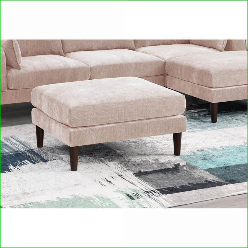 Mobilier de salon avec repose-pieds en tissu Morgan Pieds en bois, Rose