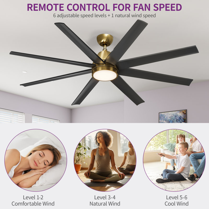 Mercer41 65"Brown Ceiling Fans 8 Blades