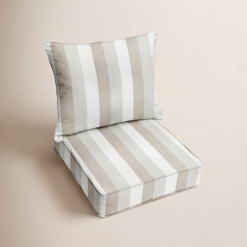 Calheta Indoor/Outdoor Sunbrella Seat/Back Cushion, Brown Stripe Sunbrella®, 29" W x 27" D