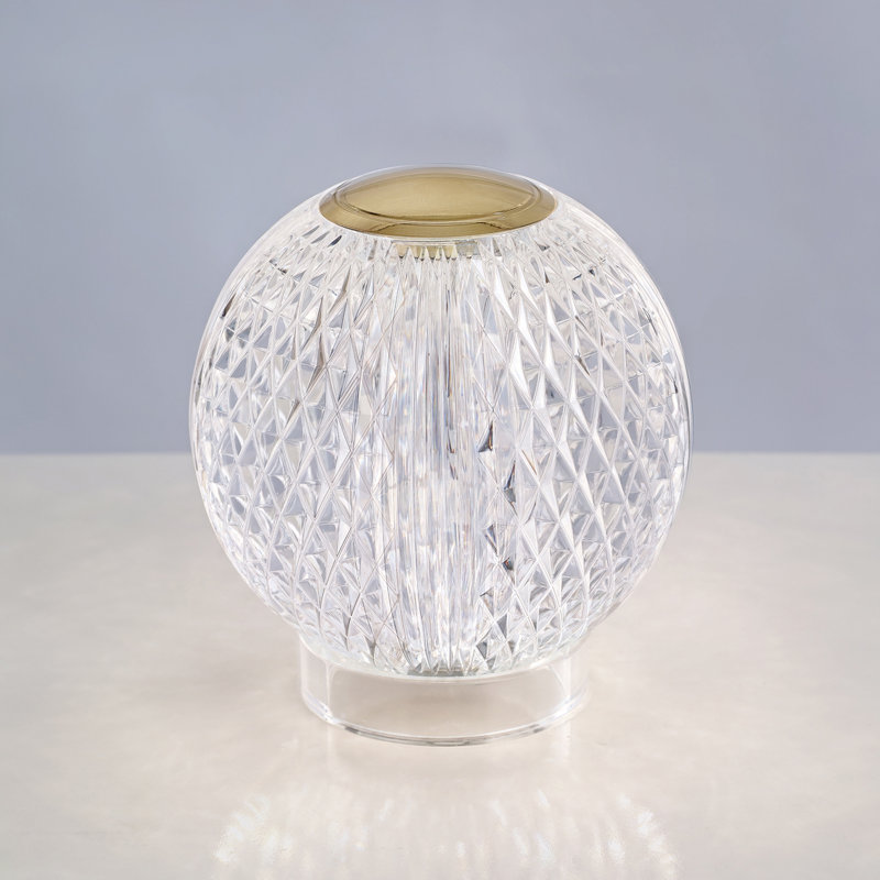 Marni LED Table Lamp, Natural Brass, Clear/Natural Brass, 5" H x 4.38" W x 4.38" D