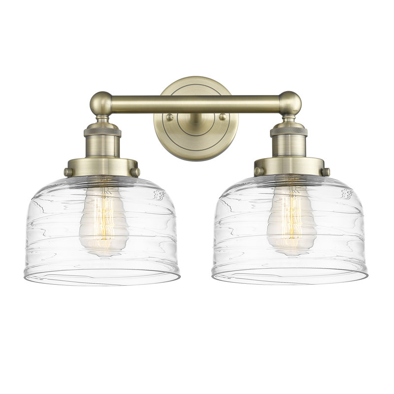 Arlester 2 - Light Dimmable Vanity Light, Clear Deco Swirl, Antique Brass