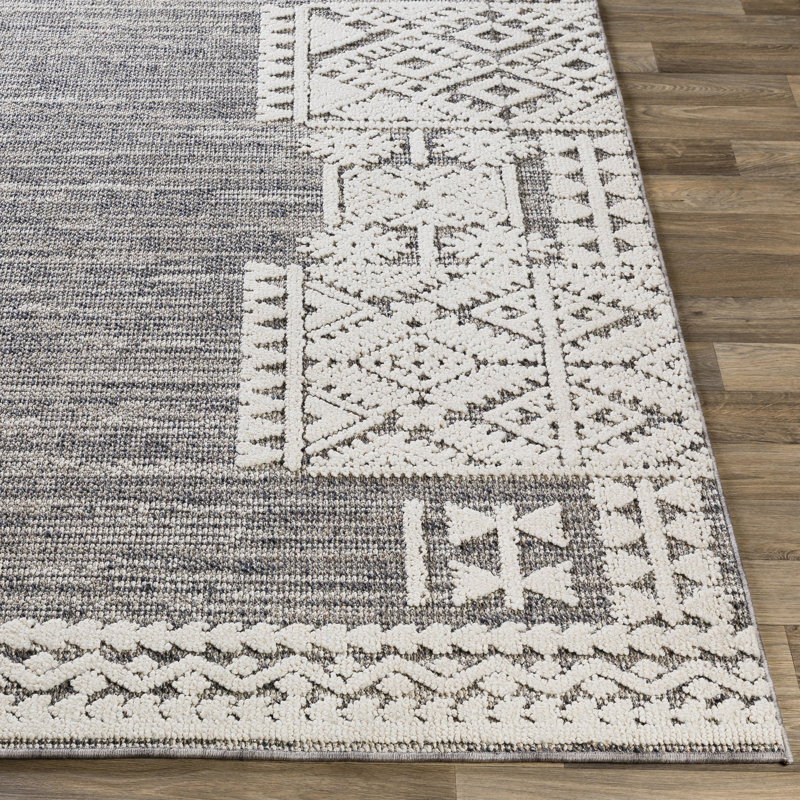 Tapis gris / blanc Baconton, Rectangle 2 pi 3 po x 3 pi 9 po
