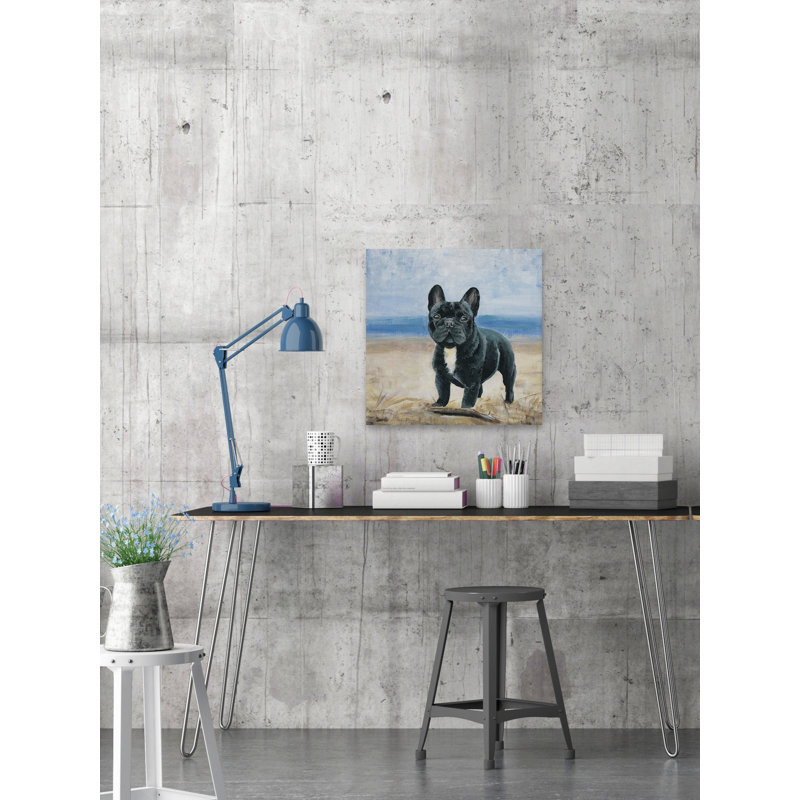 «Bulldog by the Beach» par Parvez Taj, reproduction d'art sur toile tendue, H 12 po x l 12 po x P 1,5 po