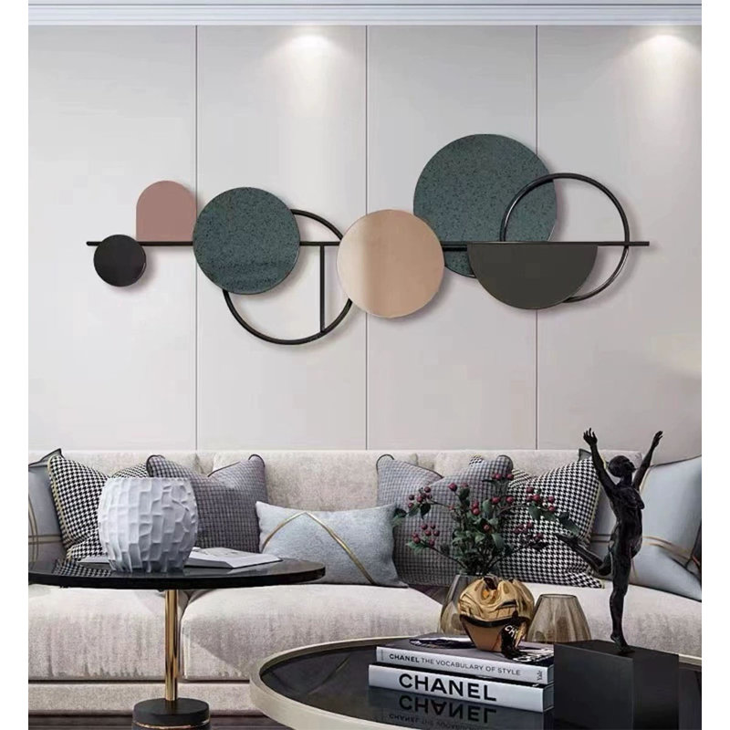 Suspension murale tridimensionnelle de luxe en métal, 22.05" H x 59.06" W x 3.94" D