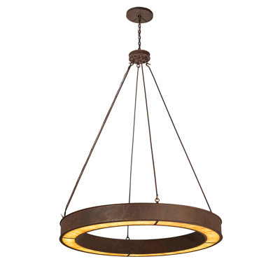 Lustre transitionnel à DEL de style rouille Escabroso d'une largeur de 60 po