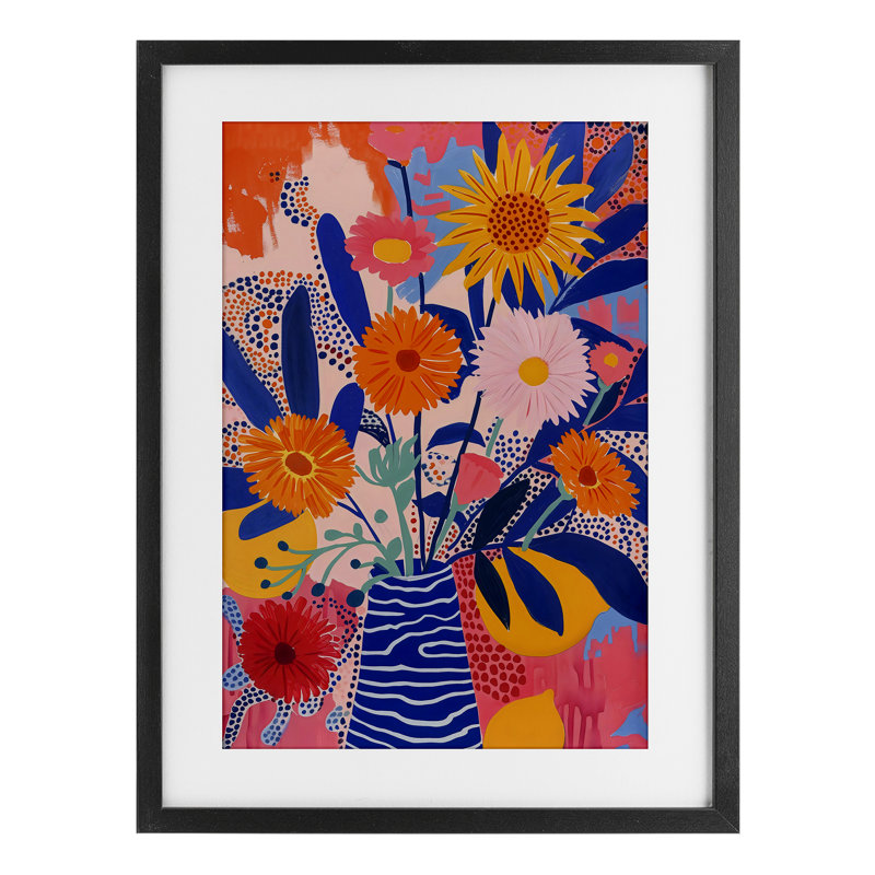 «Whimsical Floral Bouquet», impression par LSR Creative Studio, H 20 po x l 14 po, Cadre noir minuit