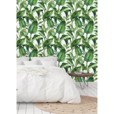 Murale peinte arrière-plan exotique avec feuilles tropicales