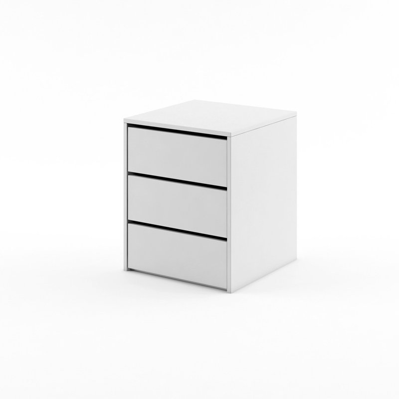 Avo 50cm W Particle Board / Chipboard Bedside Table, Matte White