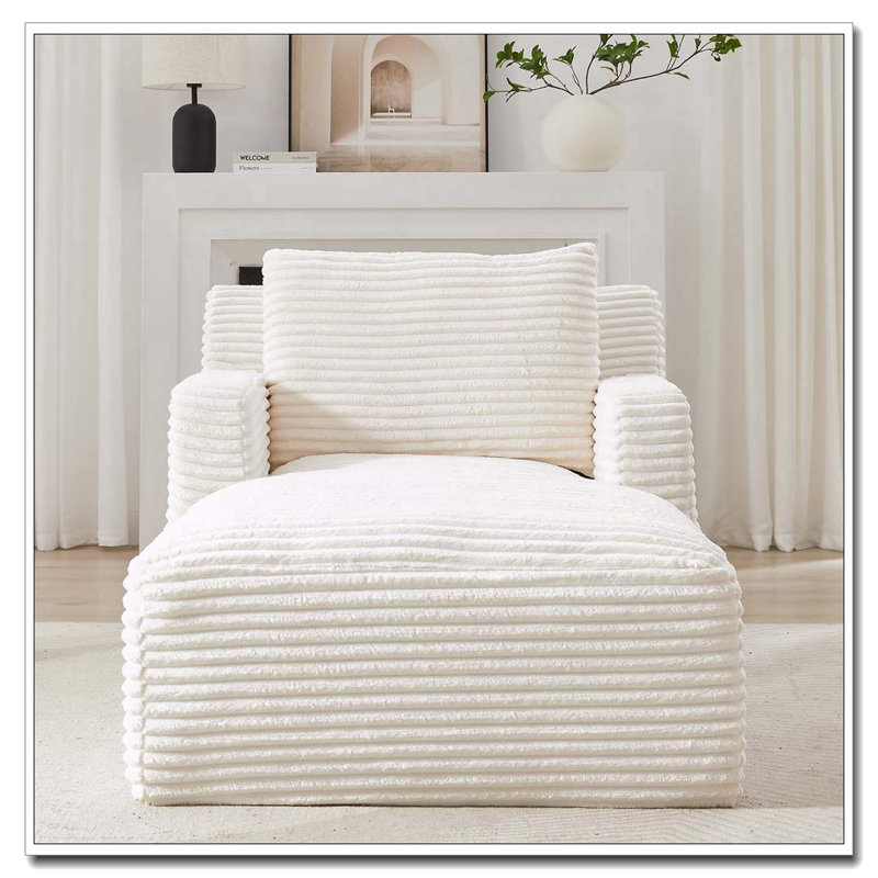Chaises d'appoint modernes en velours côtelé, Blanc