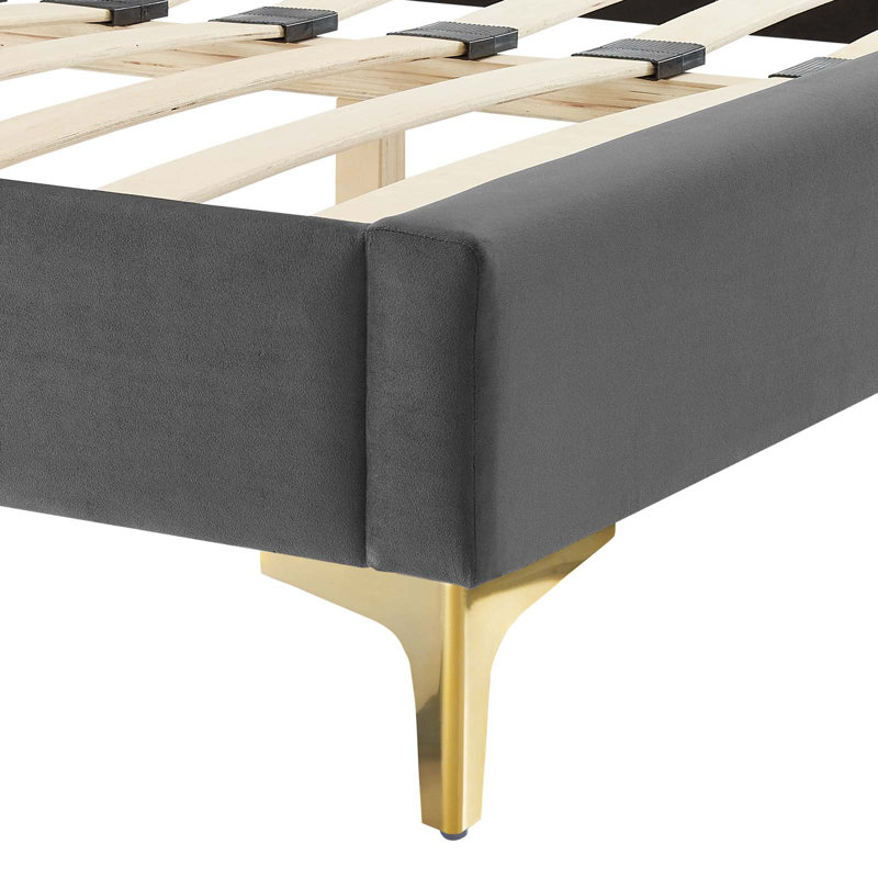 Lit en velours Novi Performance par Modway, Gris anthracite, Double