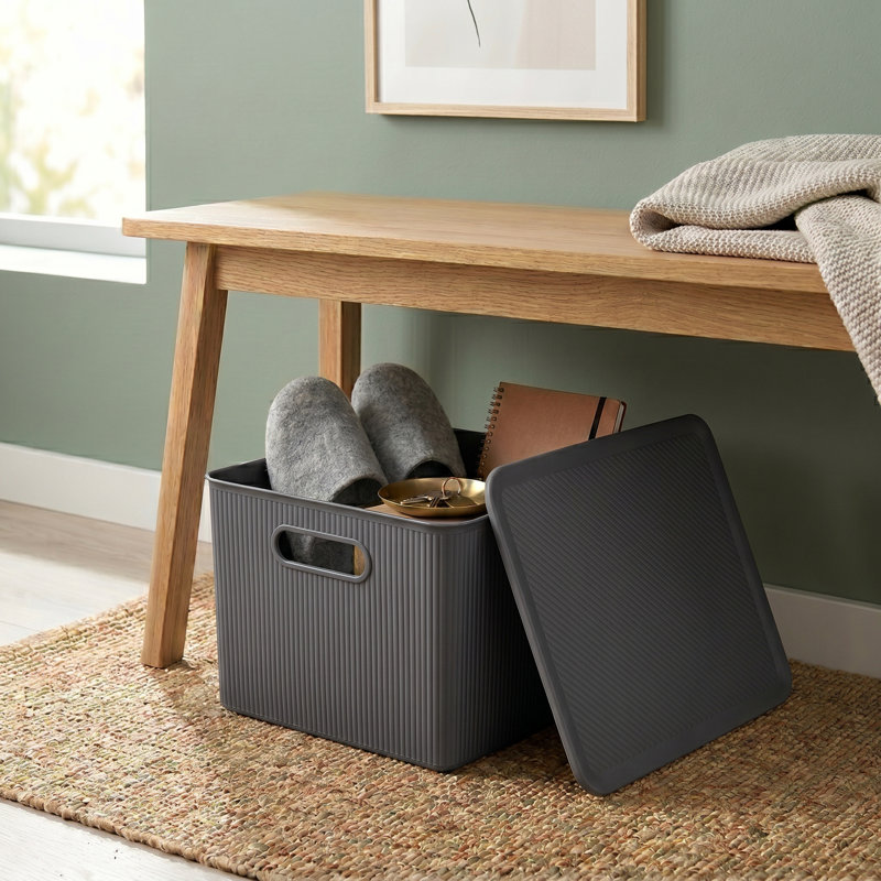 Panier en plastique nervuré, 2, Gris, H 9 po x l 11,5 po x P 15 po