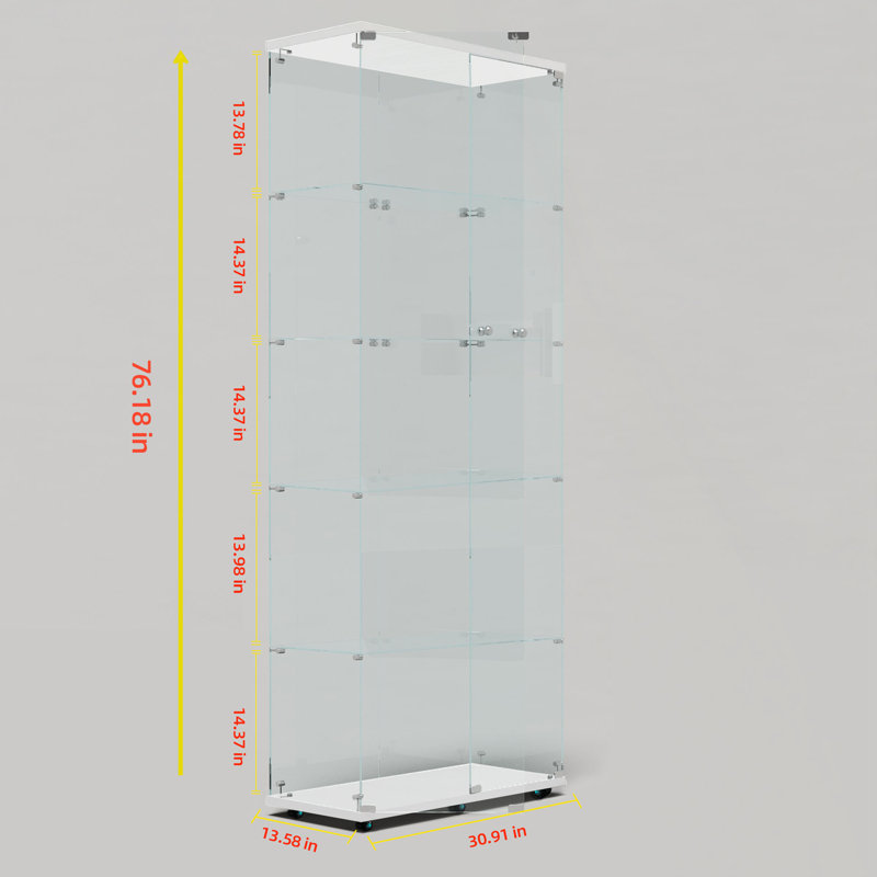 Versatile Tempered Glass Cabinet With Bluetooth LED, Ideal For Multiple Spaces And Secure Storage, White