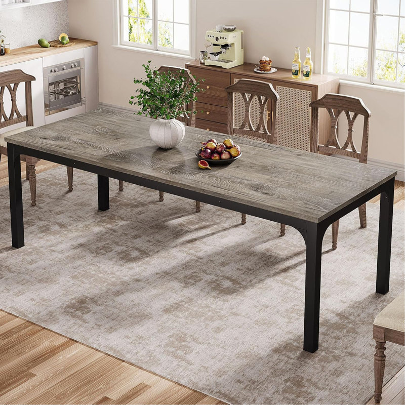 Lamekia Metal Base Dining Table, White, Black