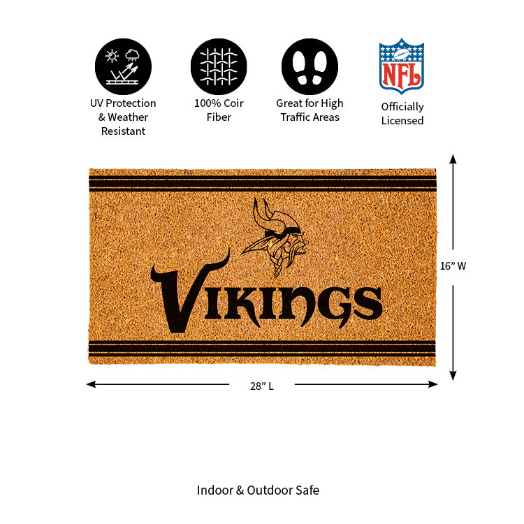 28in. x 16in. NFL Single Color Outdoor Coir Door Mat, Vikings