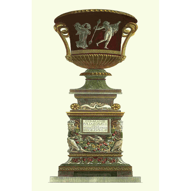 Vase Piranesi sur piédestal II, H 30 po x l 20 po