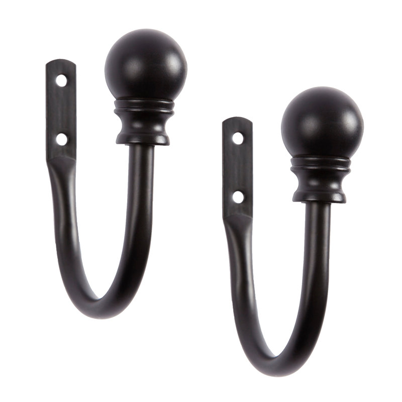 Matte Black Metal Curtain Holdback Pair