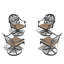 Chaise de patio pivotante en fonte d'aluminium 4 pièces avec structure noire et coussins bruns