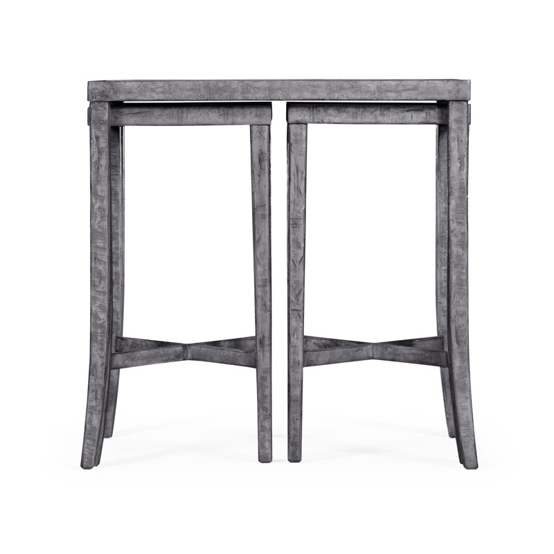 Casually Country Solid Wood Nesting Cocktail Table, Antique Dark Gray