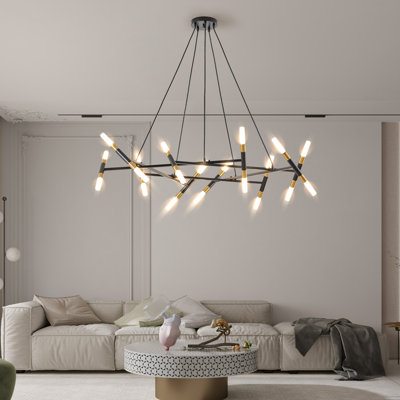 Luminaire de lustre moderne de 41 po, conception de branche avec tubes givrés, cordons, luminaire suspendu à hauteur réglable pour la salle à manger, le salon ou l'îlot de cuisine (ampoule non incluse)