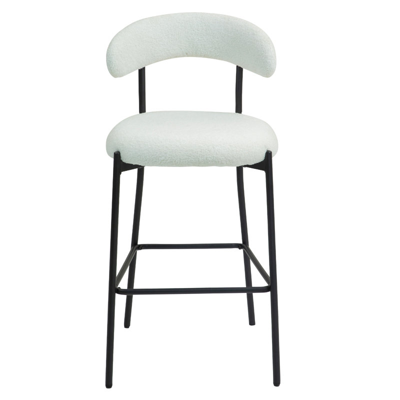 Tabouret de bar 26 po à hauteur de comptoir avec tabouret de bar et housse en tissu noir avec revêtement thermolaqué et repose-pieds