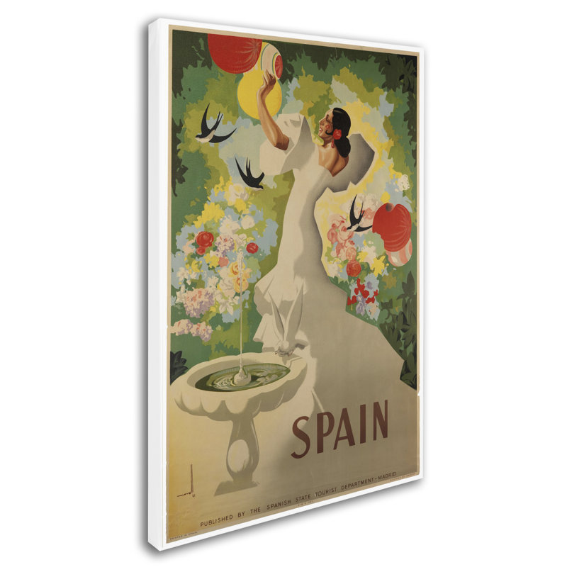 Vintage Spain Travel Poster on Canvas with Framed Portrait