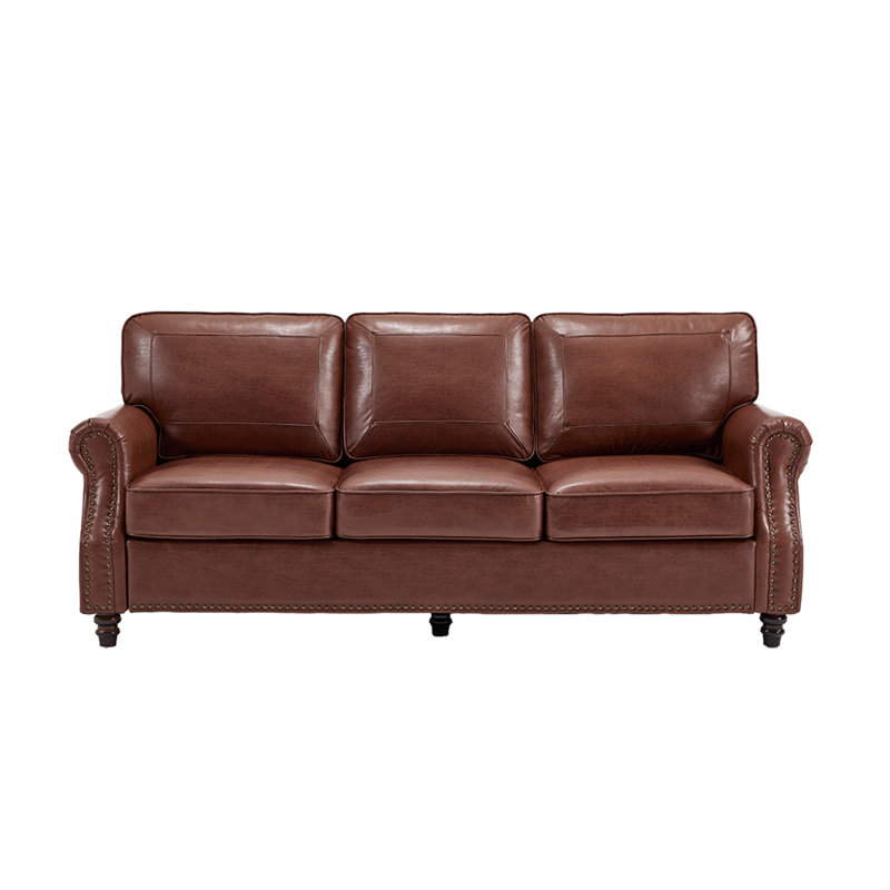 Amarius 80" Wide Rolled Arm Sofa, Café noir