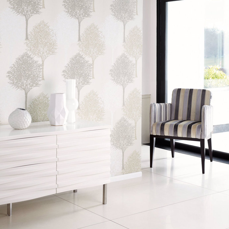 10.05m x 52cm Wallpaper Roll, Silver Sparkle Putty And White
