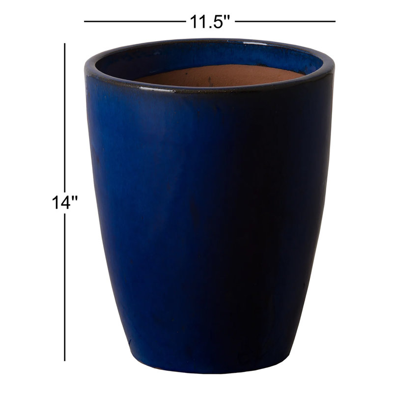 Polygala Handmade Ceramic Pot Planter, Blue, 14" H x 11.5" W x 11.5" D