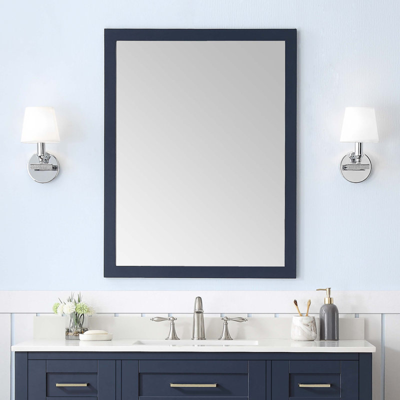 Midnight Blue Rectangular Wood Wall Mirror