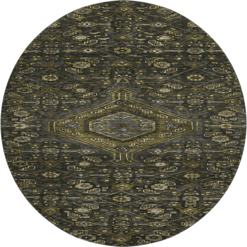 Premium Machine Washable Barry AMF1225 Medallion Rug, Round 8'