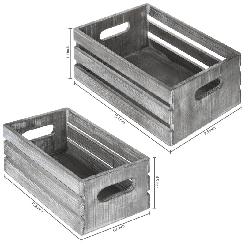 Solid Wood 2 Piece Decorative Bin Set