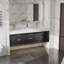 Meuble-lavabo mural de 60 po avec armoire en bois massif Melora, comptoir en pierre naturelle, tiroirs à fermeture en douceur et éclairage de designer DEL Melora-1251430800