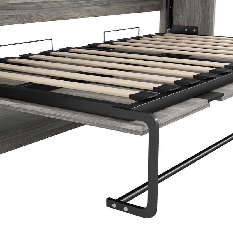 Lit escamotable avec tiroirs de rangement et lumière DEL pour petite chambre à coucher Raniel