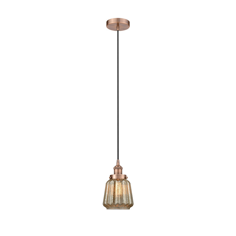 Luminaire suspendu conique à 1 lumière Caggiano, Cuivre antique