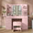 Makeup Vanity With Lighted Mirror And Power Outlet, 11 Drawers And Glass Top, 3 Color Lighting Modes, Fold-Up Panel, 4 Shelves, Stool Included